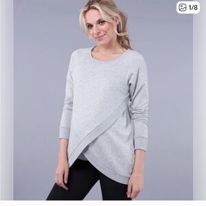 Seraphine Maternity Before and After Light Gray Crew Neck Sweater